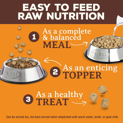 (7 oz) Primal Freeze Dried Dog Food, Pronto Mini Nuggets, Beef; Scoop & Serve, Complete & Balanced Meal; Also Use as