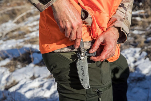 Gerber Gear Downwind Caper - Fixed Blade Knife with Sheath for Hunting, Olive