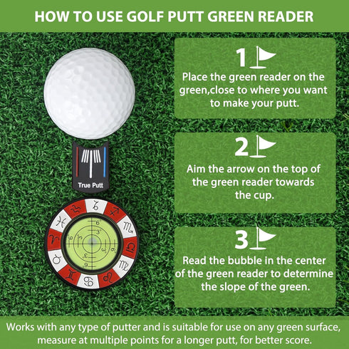 Golf Green Reader Magnetic Zinc Alloy Bubble Level, High Precision Ball Markers for Putting Green Accessories
