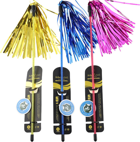 ADUCK Cat Toys Interactive Teaser Wand Toy with Tassels, Random Color, 1PC