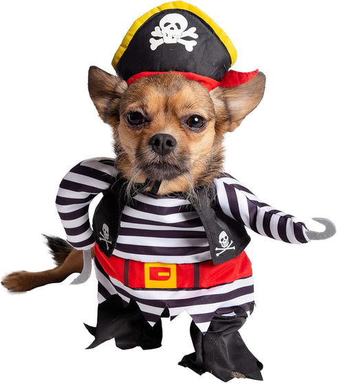 Pet Krewe Dog Pirate Costume & Cat Costume, Medium, with Arms, Pirate Hat, Tunic, Cape