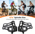 9/16'' 500lb Bike Pedals with Toe Cages for Regular or Clipless Shoes, Spindle, Compatible with Mountain Road Bikes