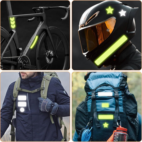 HOXITRADE 104 2 PCS Reflective Stickers, High Visibility Safety Tape for Bike Helmet, Bicycle, Motorcycle, Stroller