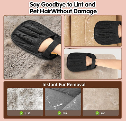 AONEGOLD Cleaning.(2 Pet Hair Removal Gloves for Cats and Dogs, Ultimate Deshedding & Grooming Kit with Electrostatic