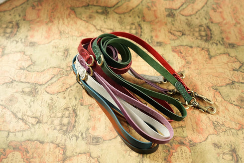 Genuine Leather Dog Leash - Soft Touch Rustic Leather, Vintage Style, Secure Grip for Small Dogs, Training Leash