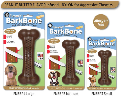 Pet Qwerks Flavorit BarkBone - Fillable Dog Bone for Moderate Chewers, Peanut Butter