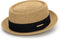 Women's 1920s Pork-Pie Sun Hat, Summer Straw Fedora Beach Hat with Band (M/L)