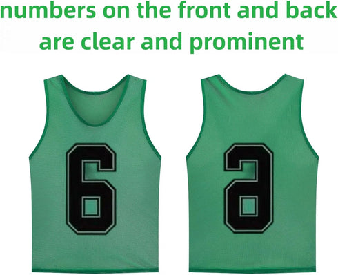 Set 12 Pack Scrimmage TOEPODO Pinnies of Vests Soccer Bibs Team Practice Pinnies with Drawstring Bag & Captain's