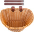 Woven Plastic Bike Baskets, Front D-Shaped Bicycle Basket with 2 Adjustable Leather Straps