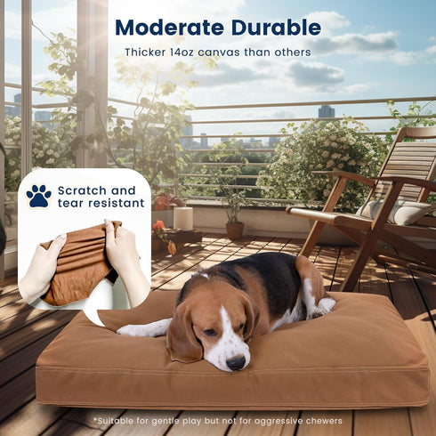 Miguel Durable Canvas Dog Bed, Waterproof with Removable Washable Cover, 14 Ounce Canvas Pillow for Large Medium Small