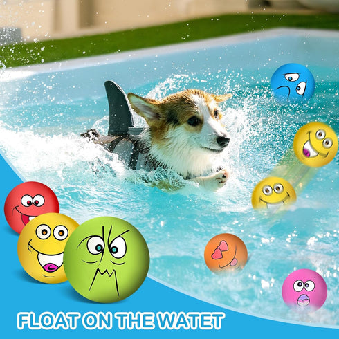 Coricorsu 3.14" (6PCS) Squeaky Dog Toys Funny Smile Face Chewing Latex Rubber Soft Fetch Play Interactive Squeaky Dog