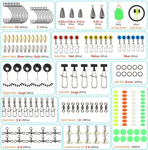 Fishing Terminal Tackle Accessories, Hooks, Weights, Jig Heads, O-Rings, Rolling Swivels for Saltwater Freshwater