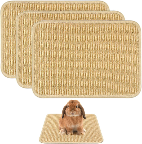 Tierecare 3-Pack Rabbit Scratching Pads Natural Sisal Bunny Scratch Mat for Claw &