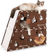 Bumotse 2-Story Large Cat Condo for Indoor Cats with Catnip Toy, Felt Cat
