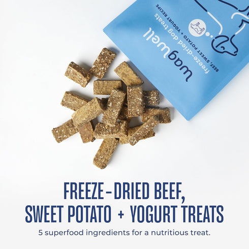 4 oz 1 Pack WagWell Freeze Dried Dog Treats, Beef + Yogurt + Sweet Potato Flavor | Training Treats, Food Topper