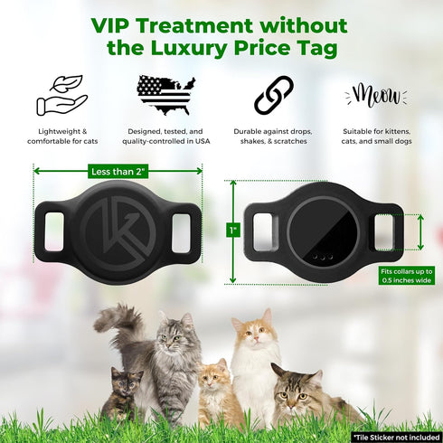Tile Sticker Cat Collar Holder, Smallest and Lightest Tracking Case for Cats, GPS for iPhone Samsung Android