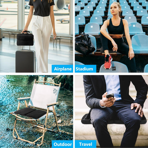 3D Esme L&H Portable Seat Cushion, Breathable Fabric Foldable Seat Cushion for Stadium Bleachers/Airplane Travel; Soft