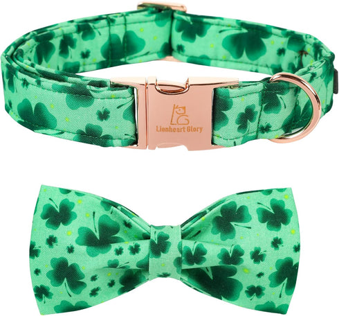 Lionheart Glory Clover Adjustable Dog Collar with Bowtie, Soft Bowtie Dog Collars for X-Small Puppy Pet Gift