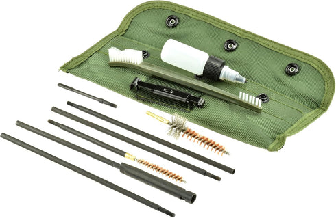 SE 10-Piece Rifle-Gun Cleaning Kit with Brass Brushes, Rod Extenders, Canvas Storage Pouch - GC16M