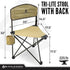 225 LBS Black Sierra Tri-Lite Stool with Back Lightweight, Folding Chair, for in the Hunting Blind, Camping
