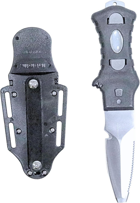 Scuba Choice Compact Stainless Steel Blunt Tip Dive Knife, 2.3" Plain Edge Blade, Black/Silver
