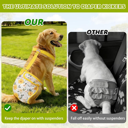 CZMIYRPY 3 Pack Washable Dog Diapers Female with Suspenders Diaper for Dogs Reusable Dog Diapers Dog Period Panties