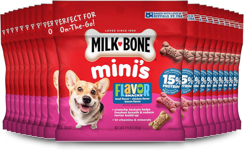 Milk-Bone Flavor Snacks Minis Dog Biscuits, Flavored Crunchy Dog Treats, 2.5 Oz.