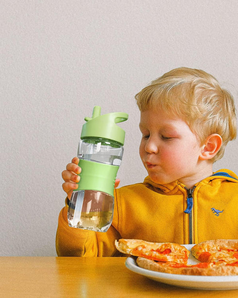 Sivaphe Clear Water Bottle with Straw, 12 oz, Portable Tritan Sports Drinking Bottle, Green