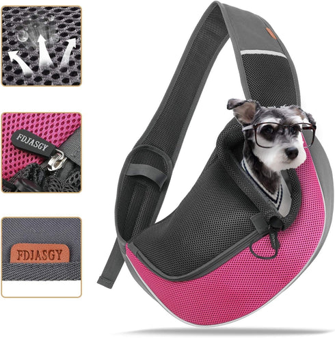 FDJASGY Pet Sling Carrier for Small Dogs Cats, Breathable Mesh Hand Free Puppy Backpack with Adjustable Strap and Pouch