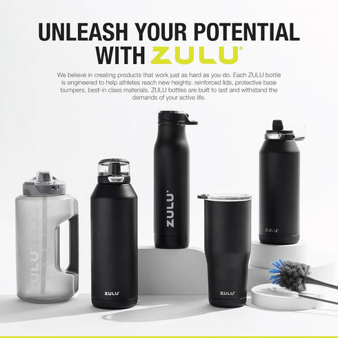Zulu Goals Large Water Bottle Jug with Time Marker & Handle for Hydration | 64oz, 128oz BPA-Free for Gym and Outdoors