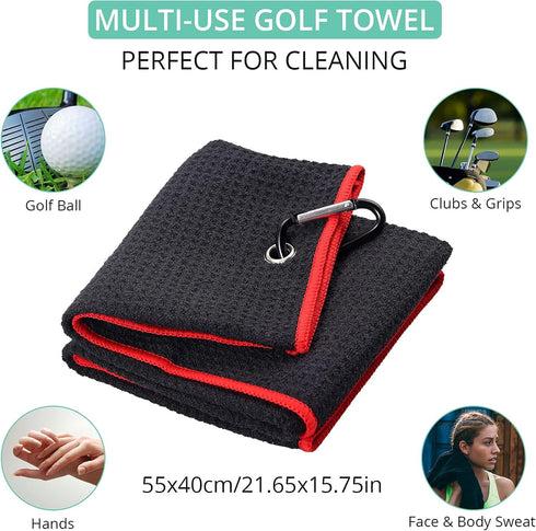 VINTEAM Golf Accessories Gift Set, Includes Towel, Club Brush, Divot Repair Tool, and Golf Tee Holder