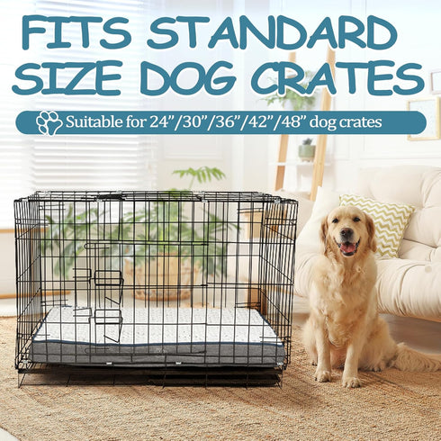 EMPSIGN Reversible Cool and Warm Dog Bed for Crate, Washable and Removable Cover, Grey