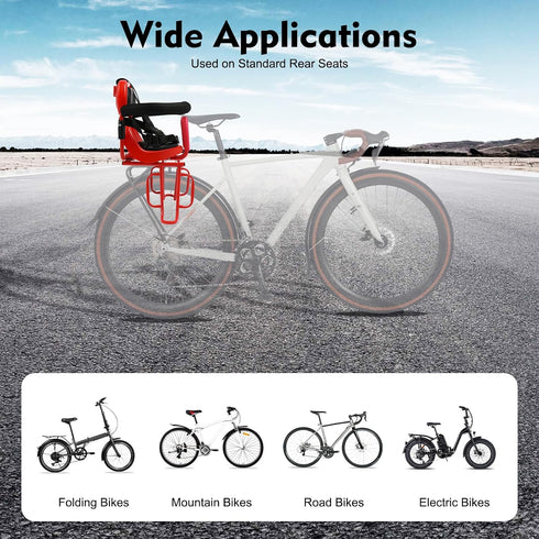 BAIODNB Child Bike Seat Rear Back Safety for Kids Bicycle Saddle Seats Rack Rest Cushion Baby Mounted Toddler Adult