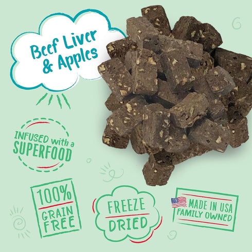 Charlee Bear Meaty Bites Dog Treats, 2.5oz Beef Liver & Apples