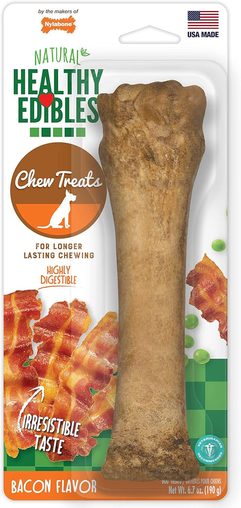 Nylabone Healthy Edibles Natural Dog Chews, Long Lasting Bacon Flavor, X-Large/Souper (1 Count)