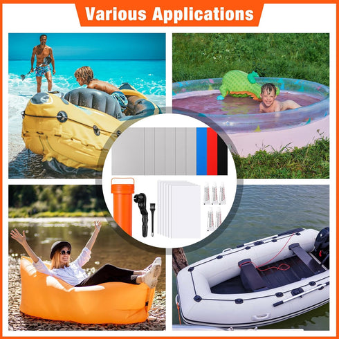 Gejoy 9 6 1 1 1 5 3g Set Inflatable Boat Repair Kit Include PVC Patch, TPU Repair Patch, Maintenance Barrel, Valve