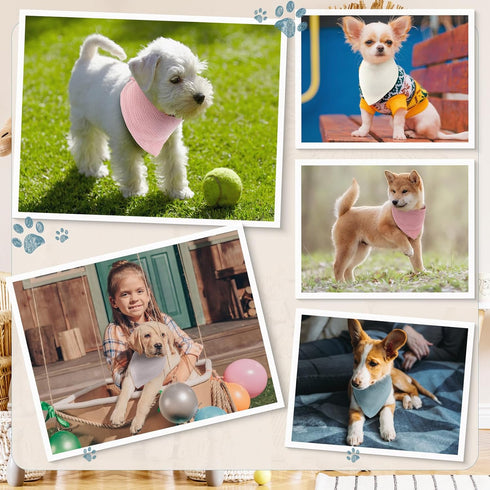 10 Pcs Muslin Cotton Triangle Dog Bandanas Reversible Pet Bibs Scarf Dog Scarves with Two Snaps Apparel Accessories