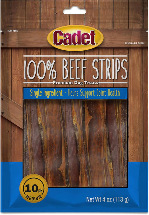 Cadet 100% Beef Strip Long Lasting Chews for Dogs, Single Ingredient Beef