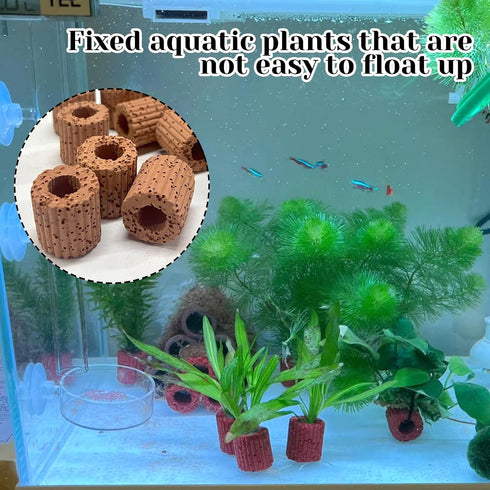Rainmae 16 Pcs Aquatic Water Plant Fixed Rings, Ceramic Plant Pot for Water Plants Cultivation, Fish Tank Accessories