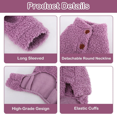 Small Dog Sweater, Fleece Puppy Jammies for Small Dog Girl Boy, 4 Leg Dog Pjs for Chihuahua Yorkie, Spring Winter Warm