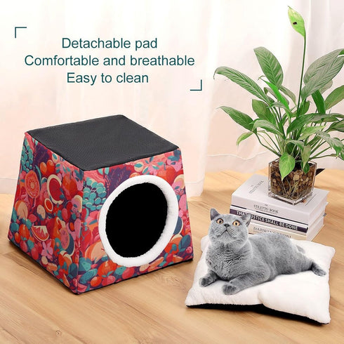 ZGHQHCDRH Stylish and Durable Small Pet Beds, Colorful Food Patterns Printing and Pet Tents are Perfect for Pet Play