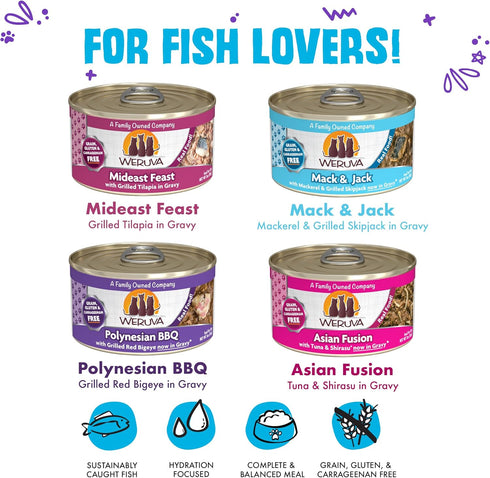 Weruva Classic Cat Food Variety Pack, Frisky Fishin' Friends Wet Cat Food, 3oz Cans (Pack of 24)