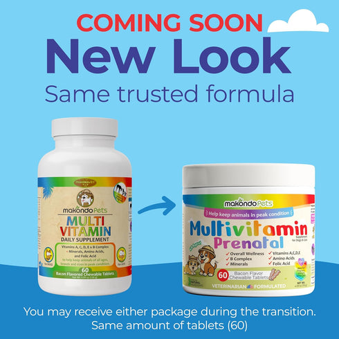 Dog Prenatal Vitamins Multivitamin for Cats & Dogs, Folic Acid, Calcium, Iron, Minerals and Amino Acids. Ideal