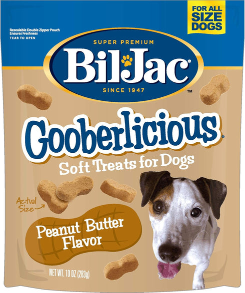 Bil-Jac Dog Treats, Gooberlicious Peanut Butter Soft Puppy Training Treats, 10oz Resealable Pouch, 4-Pack.