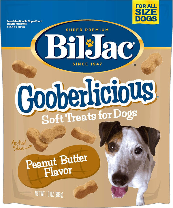 Bil-Jac Dog Treats, Gooberlicious Peanut Butter Soft Puppy Training Treats, 10oz Resealable Pouch, 4-Pack.