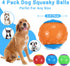 3.5in Squeaky Dog Balls - Tough Ball Toys for Dogs - Light Weight High Bouncy Dog Toy Balls (4Pcs)