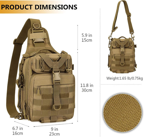 Pack Backpack Protector Plus Tactical Sling Bag Military MOLLE Crossbody Chest Shoulder (Patch Included) | Chest