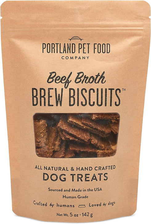 CRAFTED BY HUMANS LOVED BY DOGS Beef Broth Brew Biscuit Dog Treats - 5 oz Bag