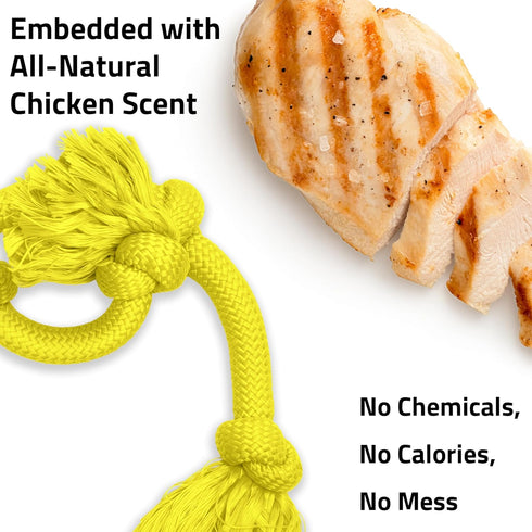 Playology Rope Toys for Dogs | Tug of War Dog Toy for Aggressive Chewers | Chicken Scented Dog Toys | Mega Rope Toy