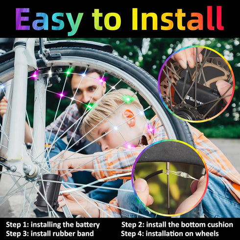 LED Bike Wheel Lights - 2-Tire Pack with Batteries Included, Bicycle Lights for Kids and Adults
